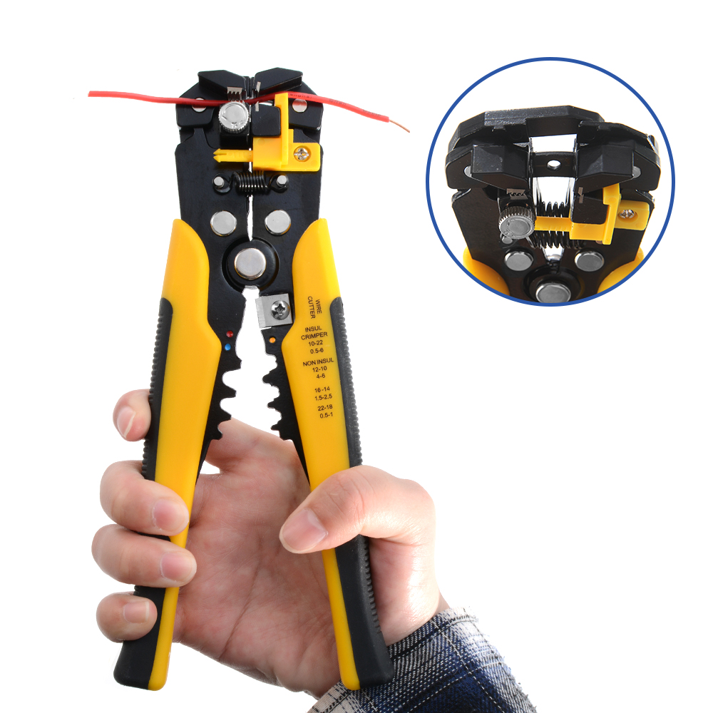 Automatic Wire Stripper Cutter - 調整可能な自動ワイヤーストリッパー兼圧着プライヤー。多機能ケーブルカッター。電気工事用の手動工具。