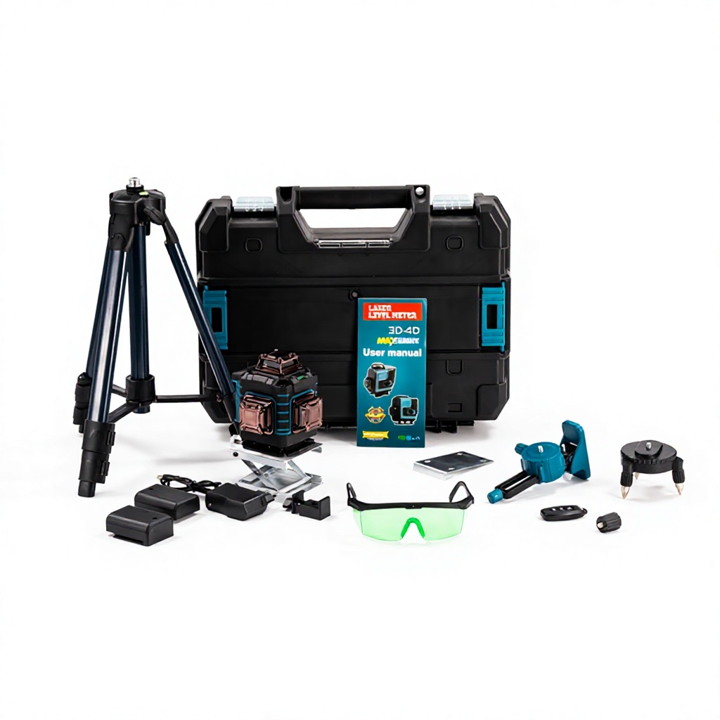 Laser Level 16 Lines 4D Green - 4D 16ライン グリーンレーザーレベル、30m自己水平調整機能付き、三脚、バッテリー、および付属品付属
