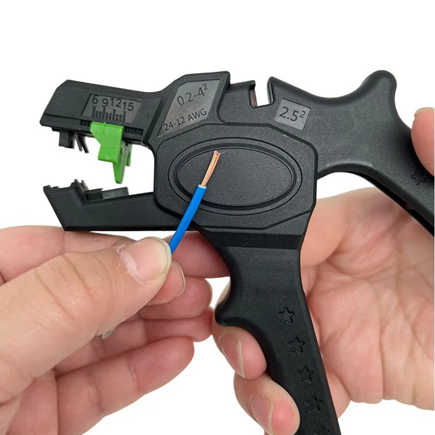 Automatic Wire Stripper Cutter - 自動ワイヤーストリッパー 0.2-4mm2、電気技師向けの多機能ストリッピングツール、高効率ワイヤーストリッパー