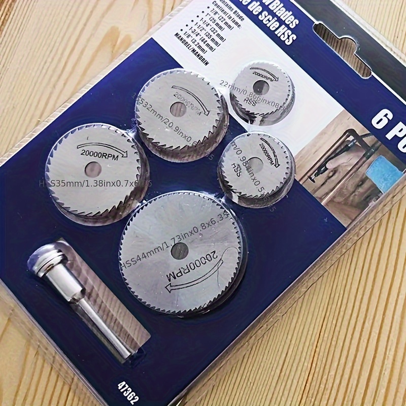 Cordless Rotary Tool Kit Accessories - 6個入りミニ丸鋸刃、HSS切断ディスク、木材・プラスチック・アルミニウム用回転式穴あけ工具アクセサリー