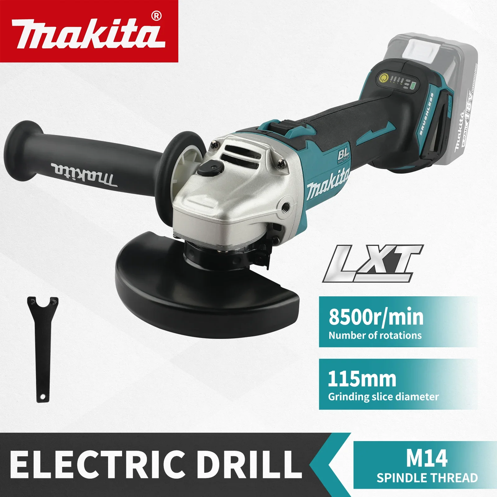 Brushless Angle Grinder Battery Powered - ブラシレスリチウムイオン式電動アングルグラインダー DGA454 115mm 切断機、高出力研磨機、マキタ18Vバッテリー対応