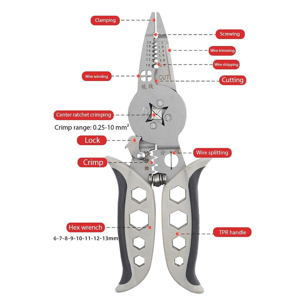 電気技師用ワイヤーストリッパー多機能専用ケーブルカッター曲口 - Automatic Wire Stripper Cutter のレビューと価格