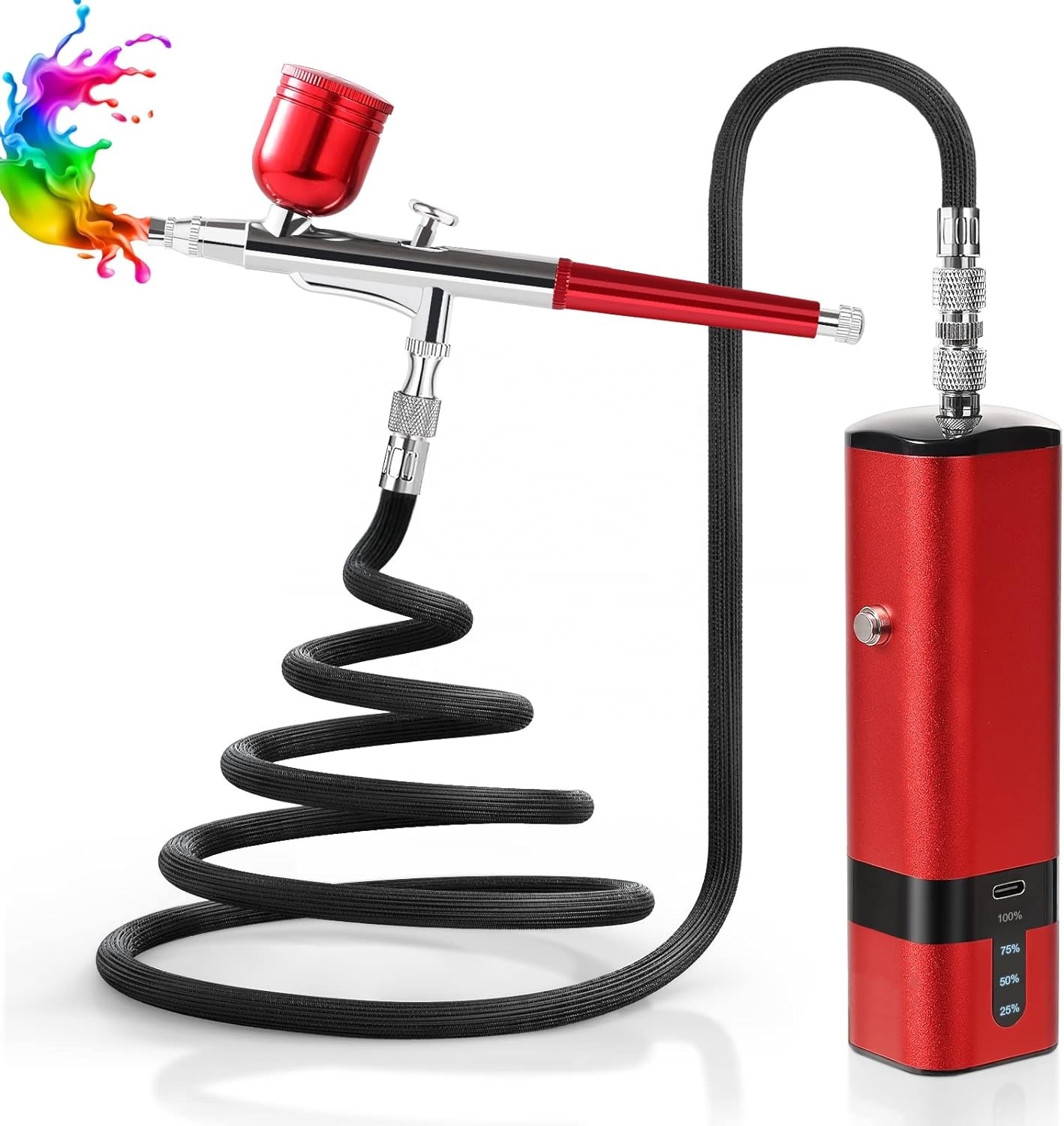 コンプレッサー付きエアブラシキット、32PSIハンドヘルドミ - Airbrush Kit With Mini Compressor のレビューと価格
